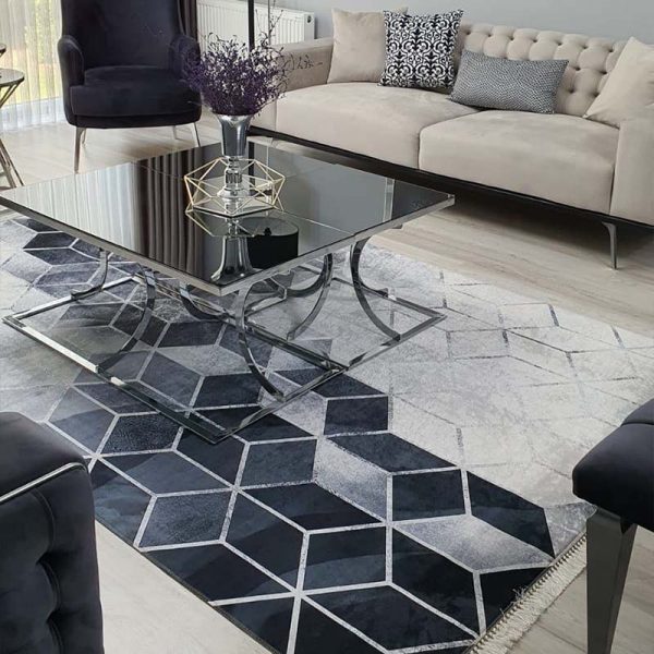 Amaranth Black Modern Rug