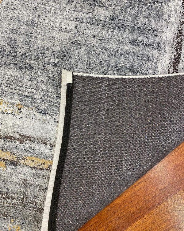 Corso Modern Gray Yellow Washable Rug - Image 4