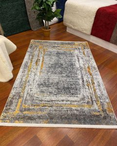 Corso Modern Gray Yellow Washable Rug