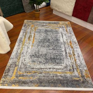 Corso Modern Gray Yellow Washable Rug